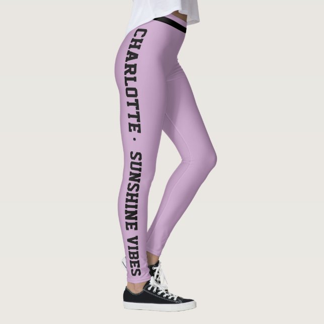 Customised Vacation Classy Lavender Black Striped Leggings (Right)