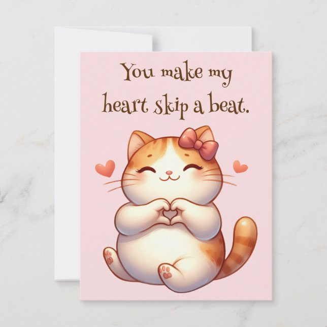 Customised Valentines Day Cat Themed Holiday Card (Front)
