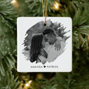 Customised Valentines Day Modern Photo Couple Ceramic Ornament