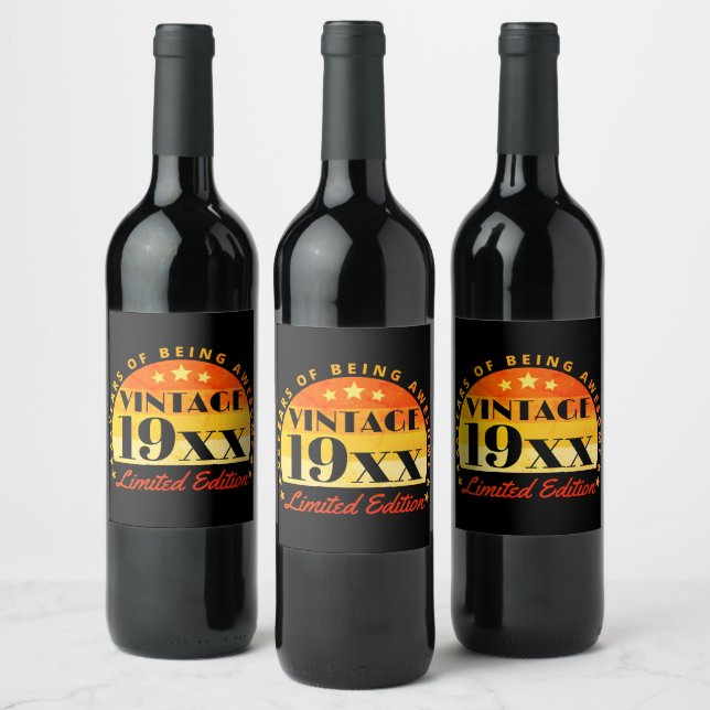 Customised Vintage Limited Edition Birthday Wine Label (Bottles)
