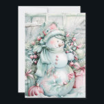 Customised Vintage Snowman Christmas Card<br><div class="desc">The card showcases a charming vintage-style snowman with a friendly smile and a bright orange carrot nose. He stands amidst a festive array of colourful presents and sparkling holiday ornaments. The snowman is adorned with a cosy scarf and top hat, exuding a warm, cheerful holiday spirit. Surrounding him are beautifully...</div>