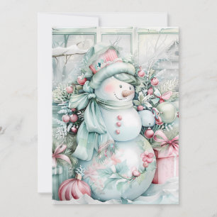 Customised Vintage Snowman Christmas Card