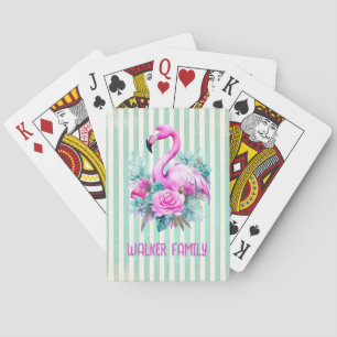Customised Vintage Tropical Pink Flamingo  Playing Cards