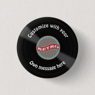 Customised Vinyl Record 3 Cm Round Badge