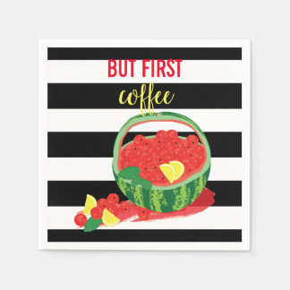 customised watermelon basket on striped background napkin