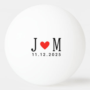 Customised wedding Couple Name Date Red Love Ping Pong Ball