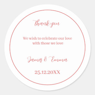 Customised Wedding Simple Rose Classic Round Sticker