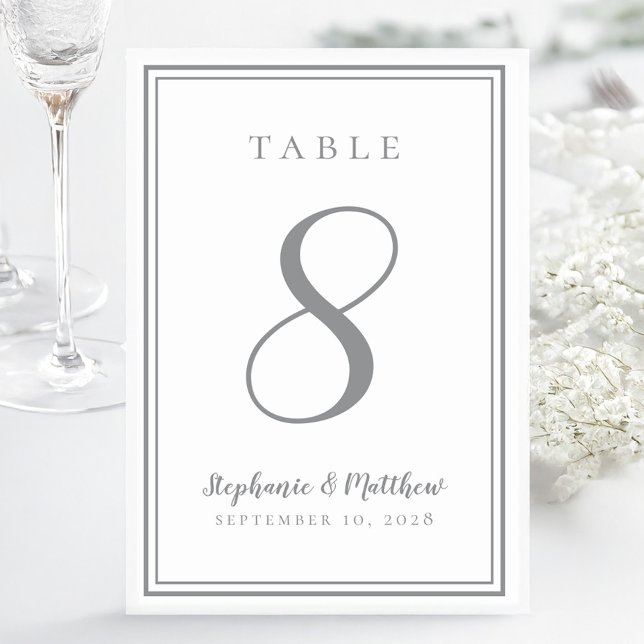 Customised Wedding Table Number Chic Grey (Customized Wedding Table Number Chic Gray)