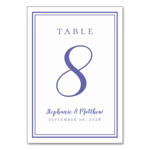 Customised Wedding Table Number Periwinkle Blue
