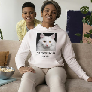 Customised White Cat Ash And Black Text Pet Photo Hoodie