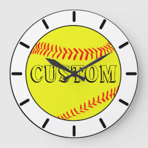 Customised White Softball Wall Clock