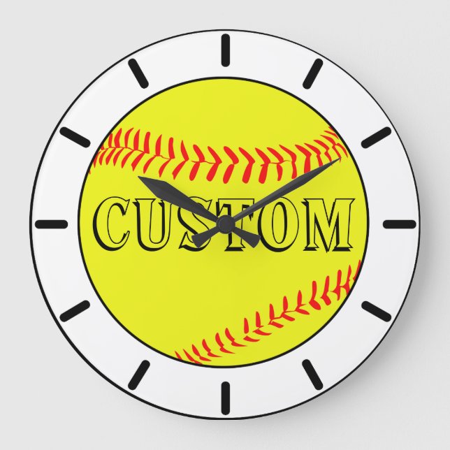 Customised White Softball Wall Clock (Front)