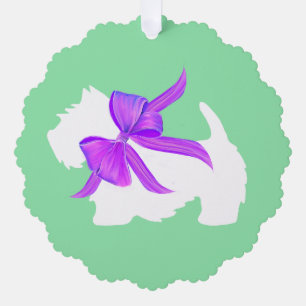 Customised White Westie Terrier Dog Christmas Tree Decoration Card