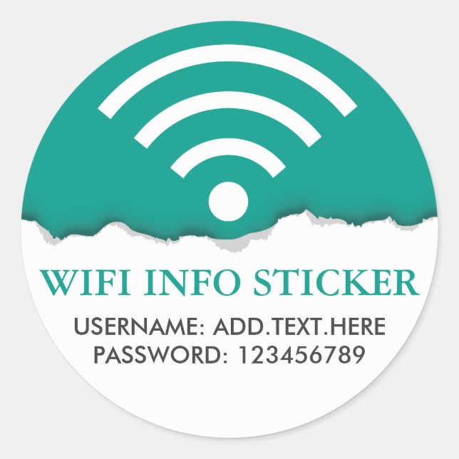 Customised WiFi /Internet Access Information Classic Round Sticker (Front)