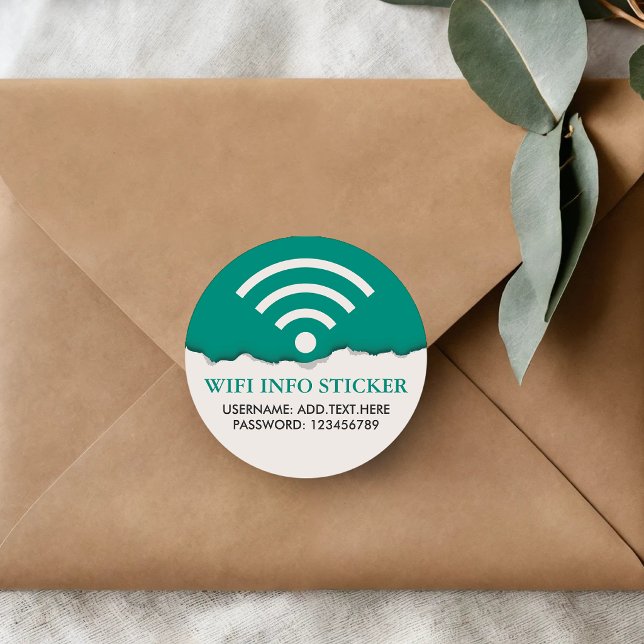 Customised WiFi /Internet Access Information Classic Round Sticker (Creator Uploaded)