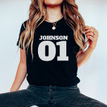 Customised With Name Custom Number Family Vacation T-Shirt<br><div class="desc">Elevate your family vacation style with the "Customised With Name Custom Number Family Vacation T-Shirt." This personalised shirt features a unified design with the family name, established year, and individual names and numbers, ensuring each family member stands out in style. Whether you're exploring new destinations or cheering on a sports...</div>