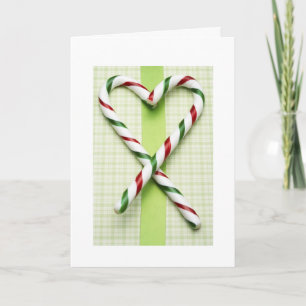 Customised Xmas Greeting Cards Candy Cane Hearts