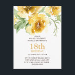 Customised Yellow Floral 18th Birthday Postcard<br><div class="desc">Cute,  girly,  and feminine yellow watercolor flowers and green leaves customised 18th birthday party invitation for teen girls.  You can change the text on this card for a birthday party for any age you are celebrating.</div>