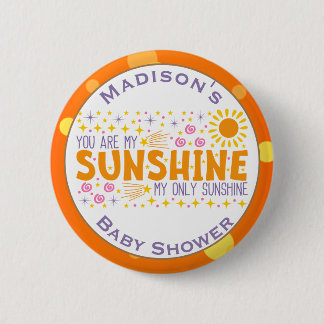Customised You Are My Sunshine Baby Shower Button