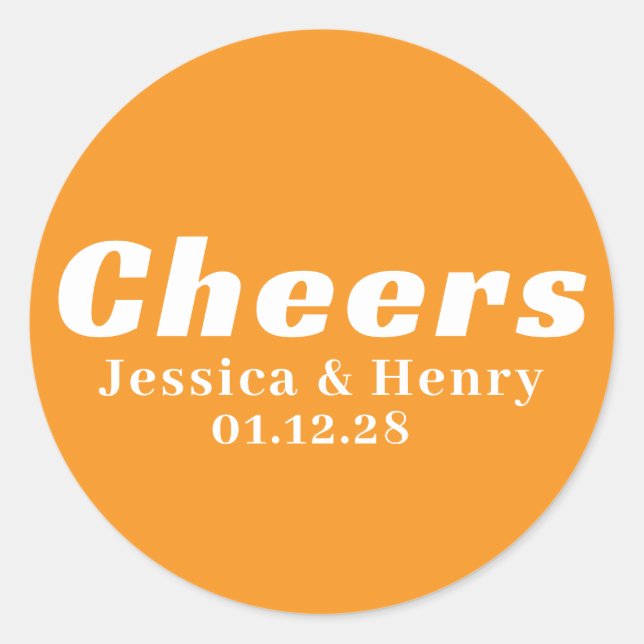 Customised Your Own Simple Stylish Minimal Wedding Classic Round Sticker (Front)