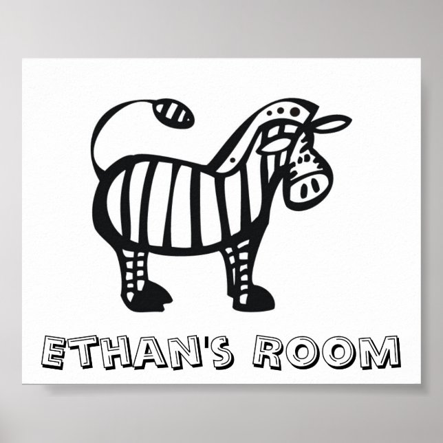 Customised Zebra Children's Room Poster (Front)