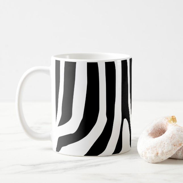 Customised Zebra Print Stripes Pattern Coffee Mug (With Donut)