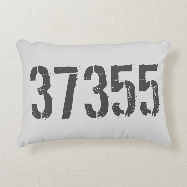 Customised Zip Code Grey Rustic Accent Pillow (Front)