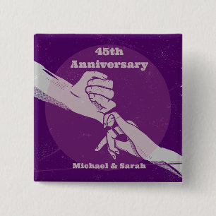 Customiz anniversary romantic couple holding hands 15 cm square badge