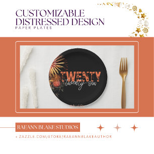 Customizable 2026 Distressed Design Paper Plates