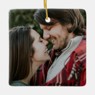 Customizable 2-sided Elegant Scrolls 2 Photo  Ceramic Ornament