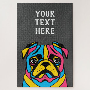 customizable 3 tone pug jigsaw puzzle