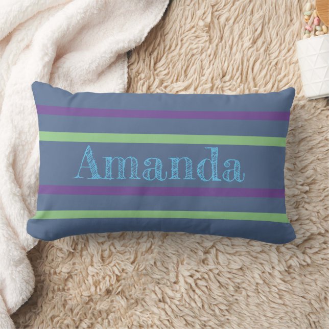 CUSTOMIZABLE/ ADD A NAME/ STRIPES LUMBAR Thro Cushion (Blanket)