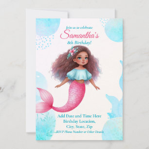 Customizable African American Mermaid Party Invitation