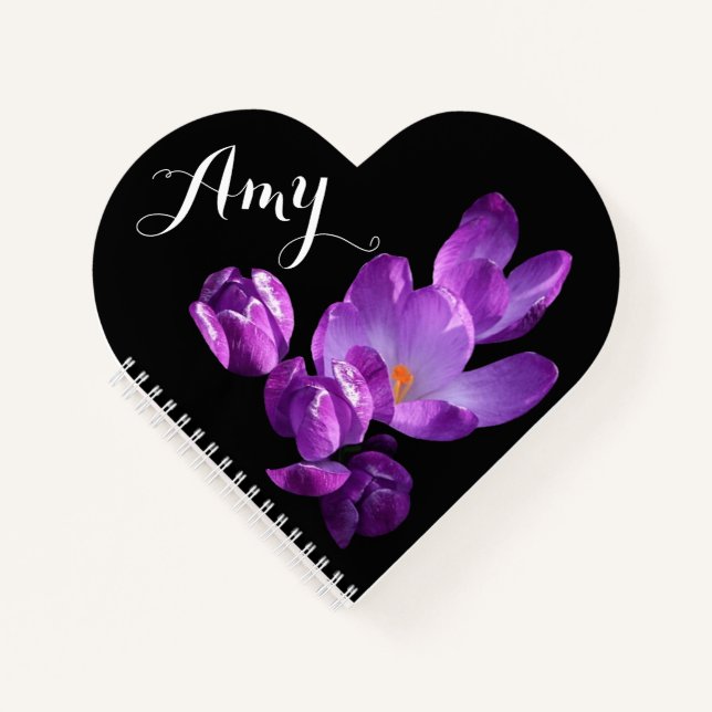 Customizable Amy name purple crocus floral    Notebook (Front)