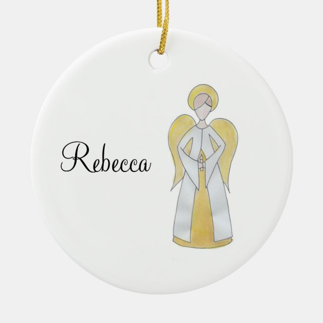 Customizable Angel Ceramic Tree Decoration (Front)