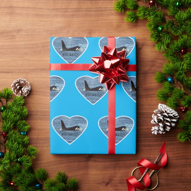 Customizable Aquarius Orca Killer Whale Blue  Wrapping Paper (Holiday Gift)