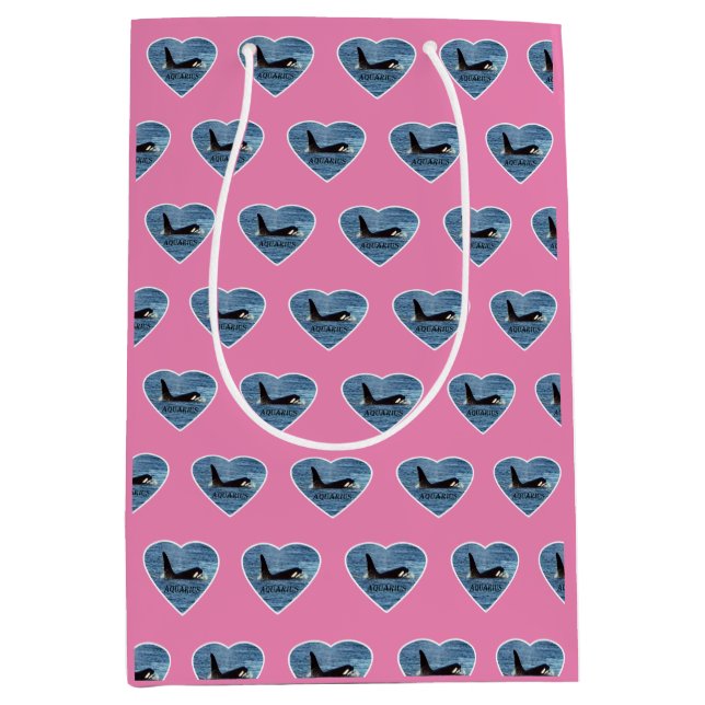 Customizable Aquarius Orca Killer Whale Pink  Medium Gift Bag (Front)