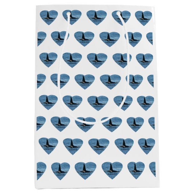Customizable Aquarius Orca Killer Whale White  Medium Gift Bag (Front)