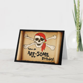 Customizable ARR-SOME Pirate Skull Birthday Card