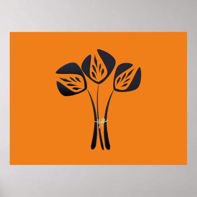 Customizable Art Deco Style Bouquet Red Poster (Front)