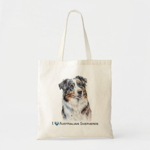 Customizable Australian Shepherd canvas tote Bag