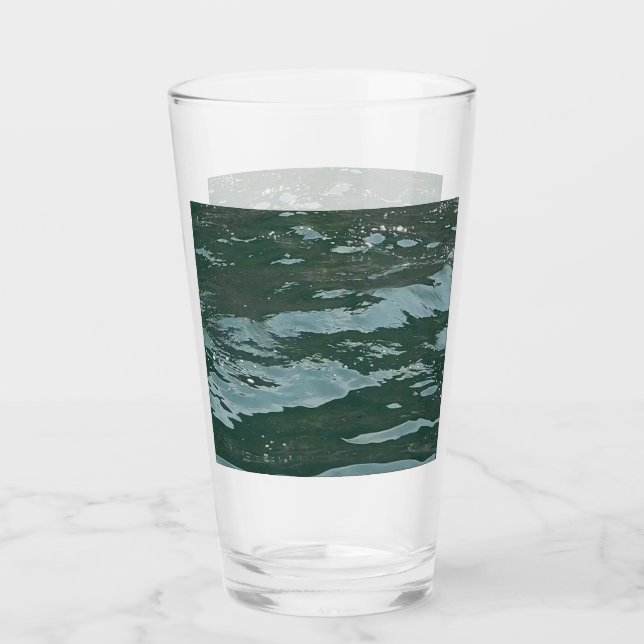 Customizable Azure Oceans Water  Art Ocean Waves Glass (Front)