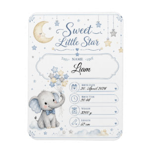 Customizable Baby Birth Board with Elephant Magnet