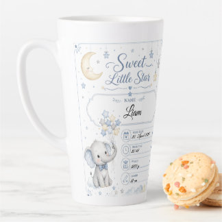 Customizable Baby Birth Chart with Elephant Latte Mug