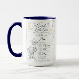 Customizable Baby Birth Chart with Elephant Mug