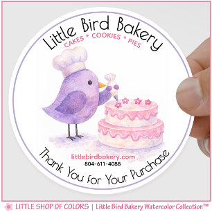 Customizable Bakery Bake Shop Watercolor Thank You Classic Round Sticker