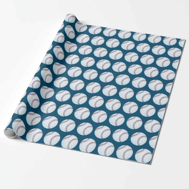Customizable Baseball Wrapping Paper (Unrolled)