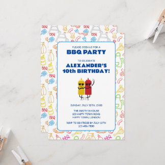 CUSTOMIZABLE BBQ BIRTHDAY PARTY INVITATION