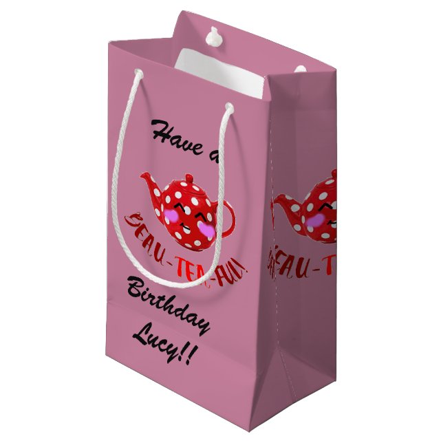 Customizable 'beau-tea-ful' small gift bag (Front Angled)