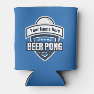 Customizable Beer Pong Championship Logo Can Cooler